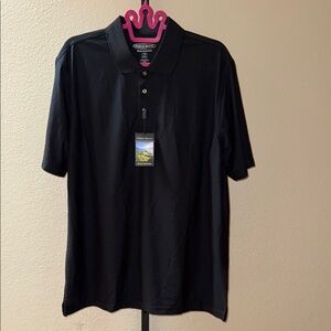 NWT Pebble Beach Black Performance Golf Polo Shirt Classic Design Men’s Size L